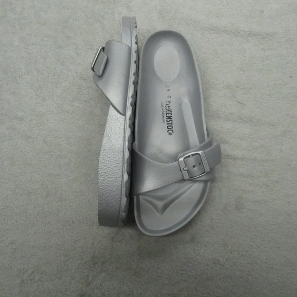 Birkenstock Unisex 10W 8M Sandals Gray Metallic Madrid EVA Buckle Slides Footbed - Picture 1 of 12